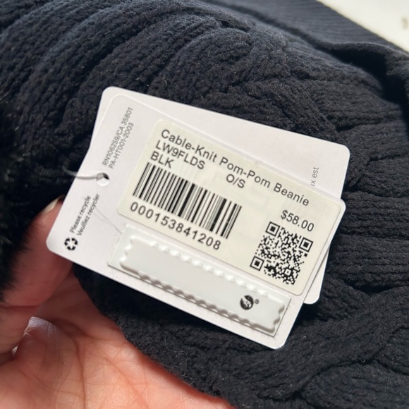 Lululemon Athletica Black Cable-Knit Pom-Pom Beanie - Picture 4 of 5
